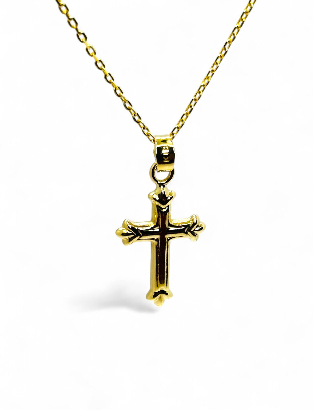 "Peace Be with You" 18K Gold Cross Pendant