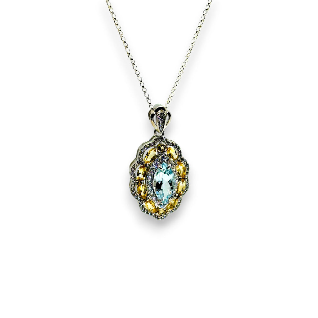 "Victorian Fae Garden" Aquamarine Pendant