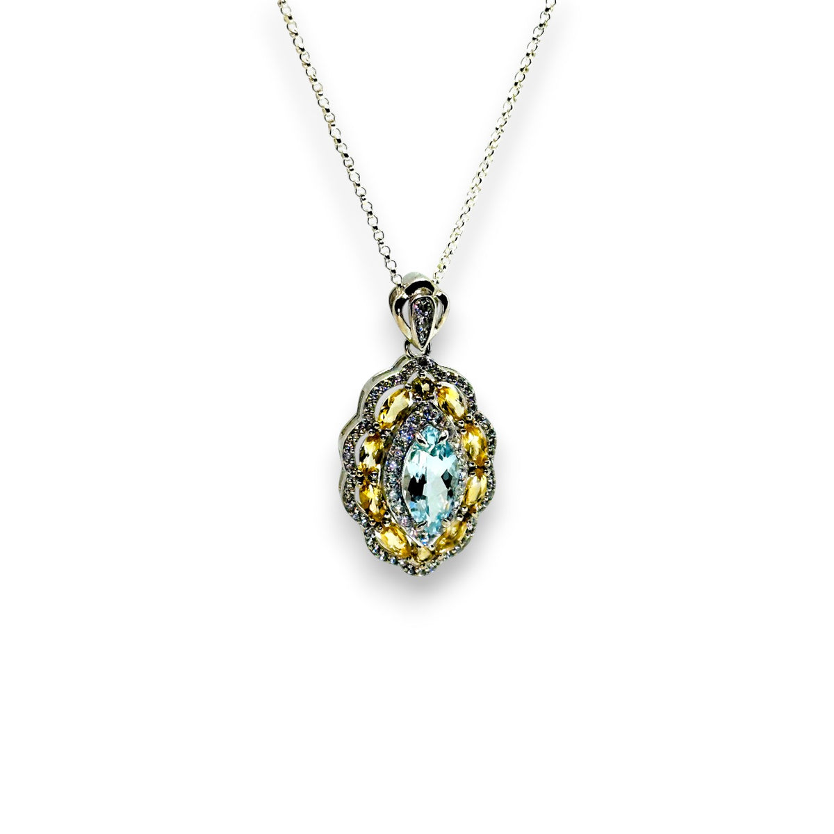 "Victorian Fae Garden" Aquamarine Pendant