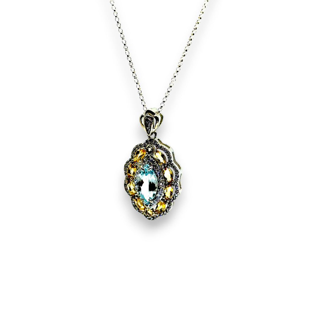 "Victorian Fae Garden" Aquamarine Pendant