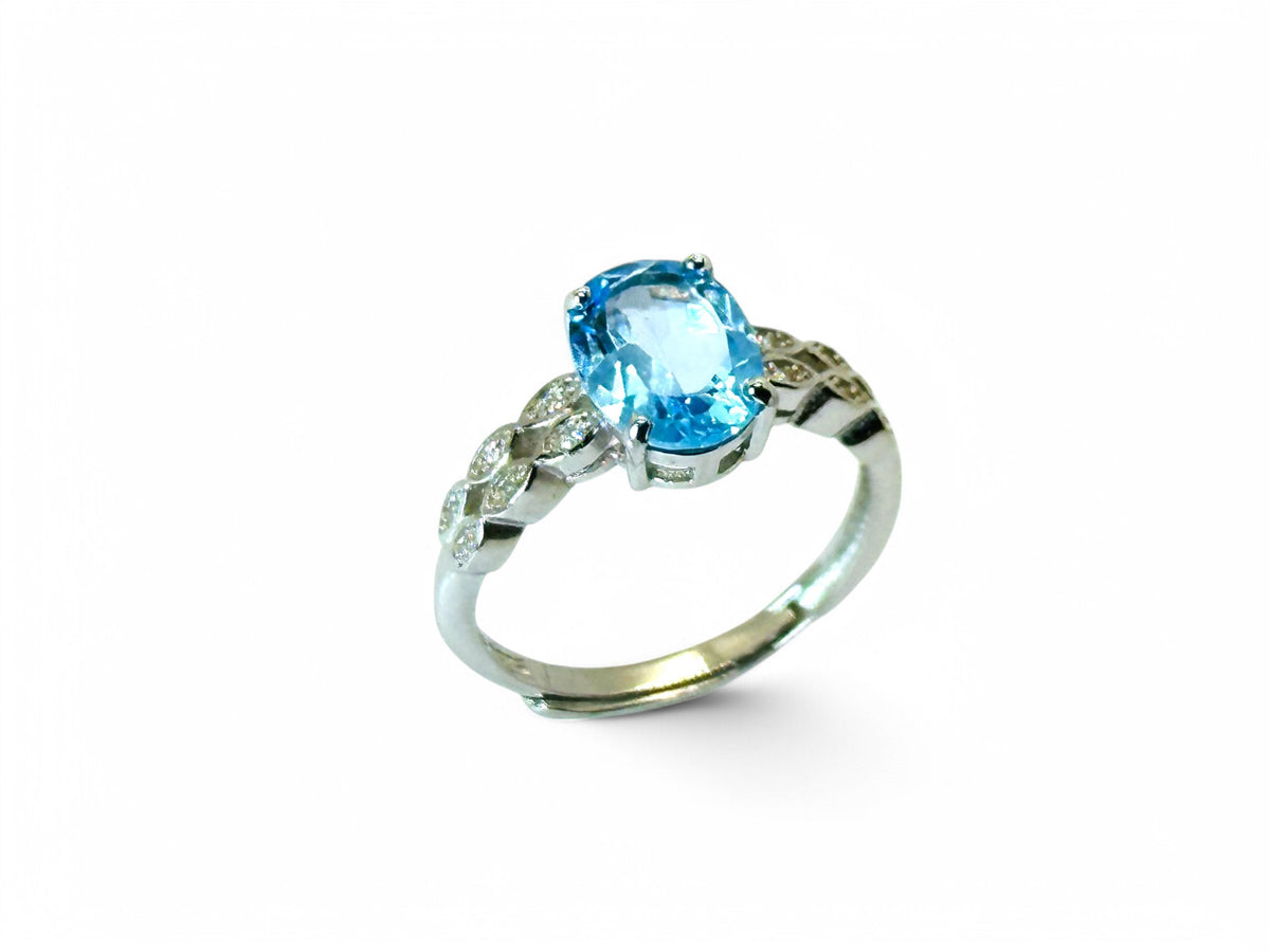 "Ocean Glimmer" Swiss Blue Topaz Ring