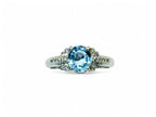 "Flapper's Ocean" Art Deco Style Aquamarine Ring