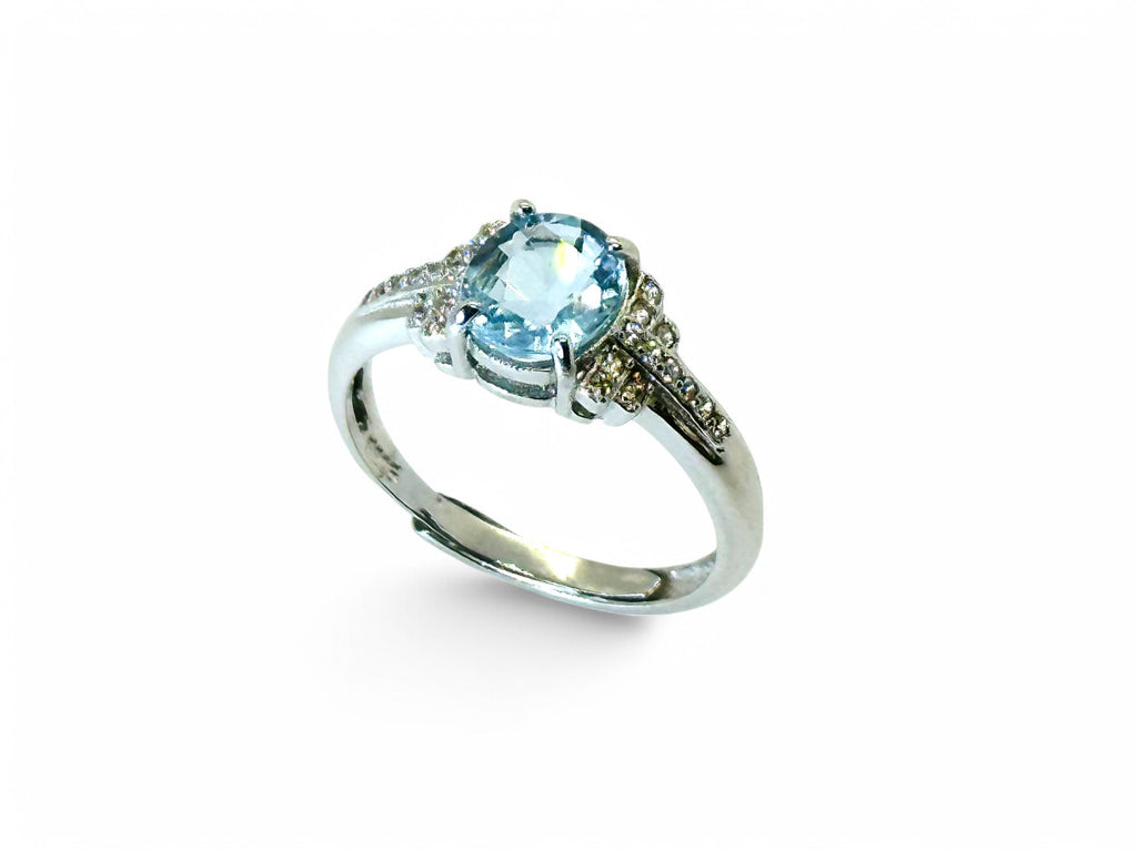 "Flapper's Ocean" Art Deco Style Aquamarine Ring