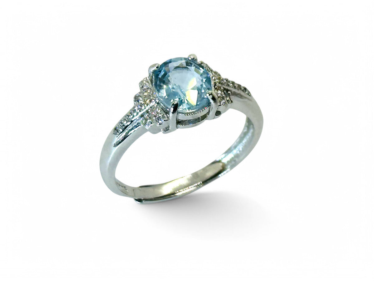 "Flapper's Ocean" Art Deco Style Aquamarine Ring