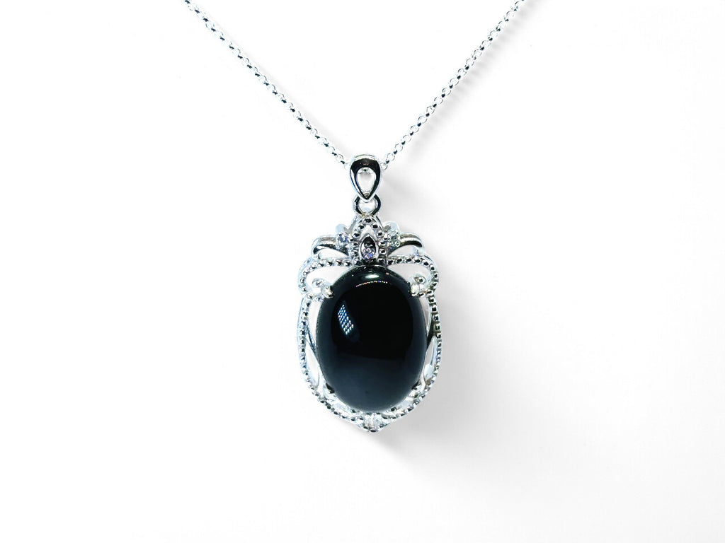 "Gift of Shield" Black Agate Necklace