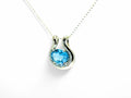 "Azure Horseshoe" Swiss Blue Topaz Necklace