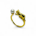 "Curious Kitten" Akoya Pearl Ring