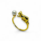 "Curious Kitten" Akoya Pearl Ring