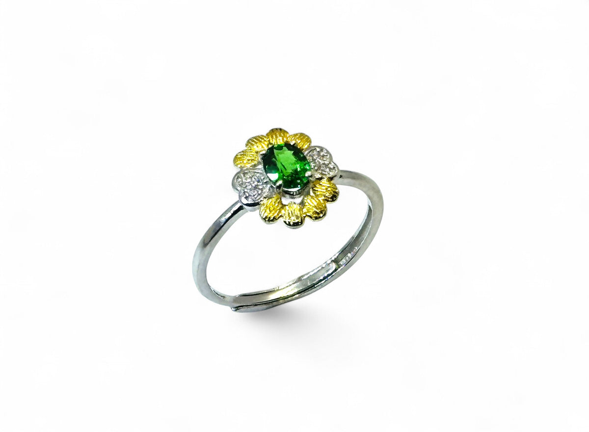 "Green Pistil" Diopside Ring