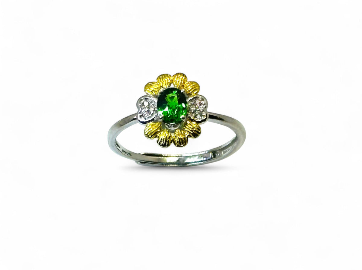 "Green Pistil" Diopside Ring