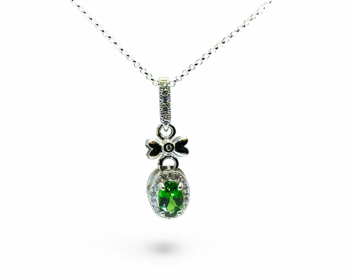 "Green Glimmer Knot" Tsavorite Necklace