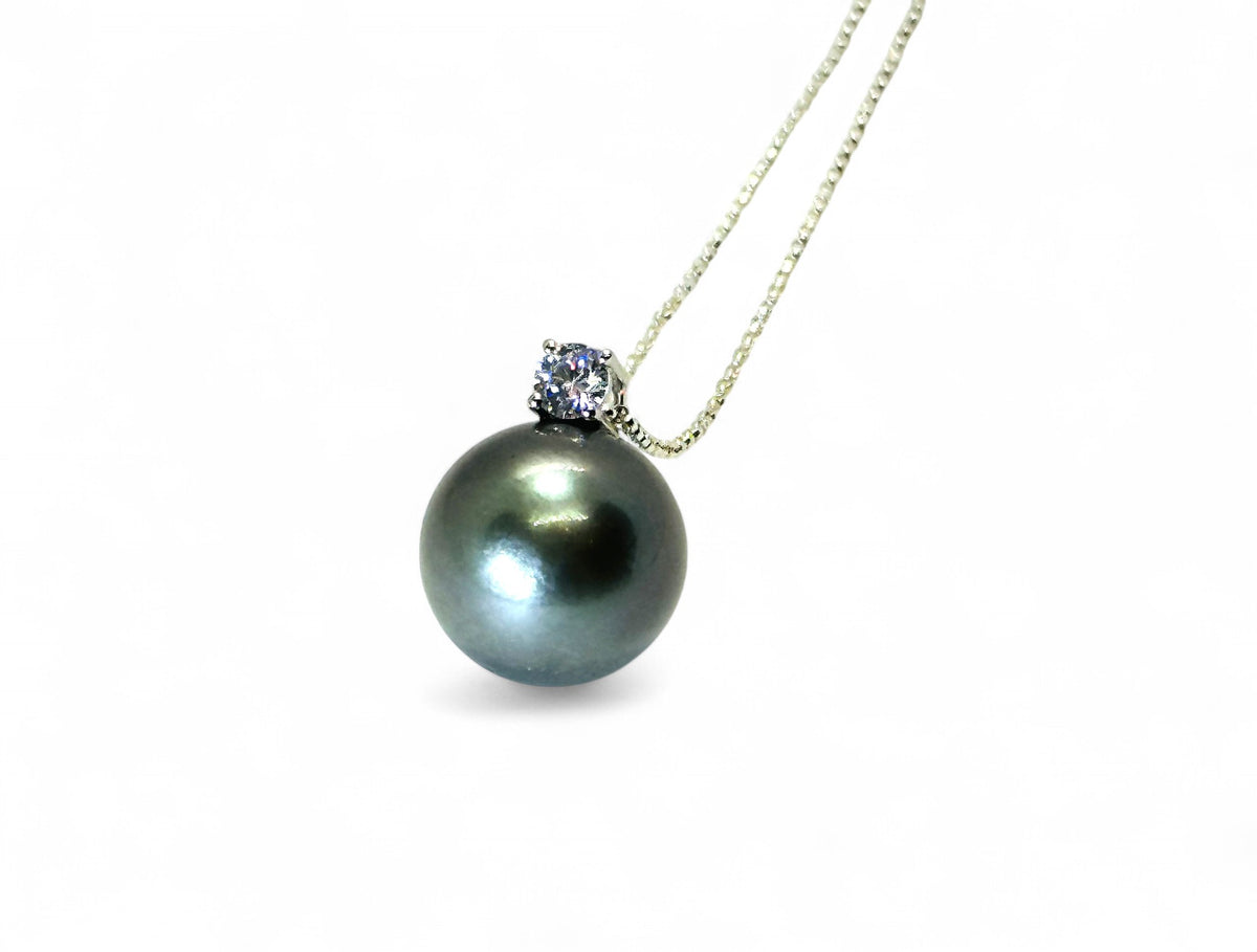 "Black Swan" Tahitian Pearl Pendant with 18K Gold