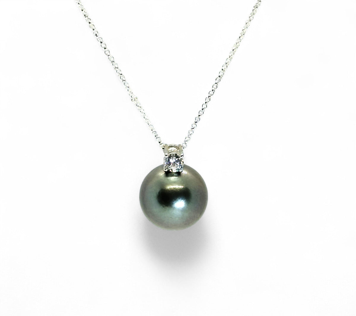 "Black Swan" Tahitian Pearl Pendant with 18K Gold