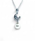 "Whimsy Moon" Pendant with Akoya Pearl