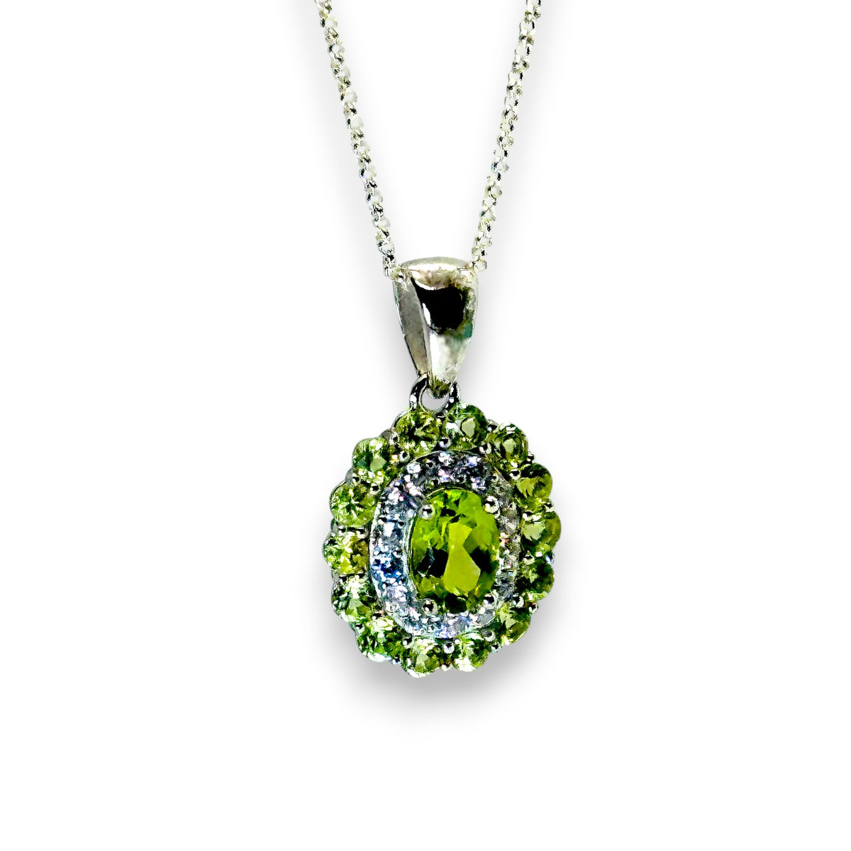 "Verdant Lime Bloom" Peridot Pendant