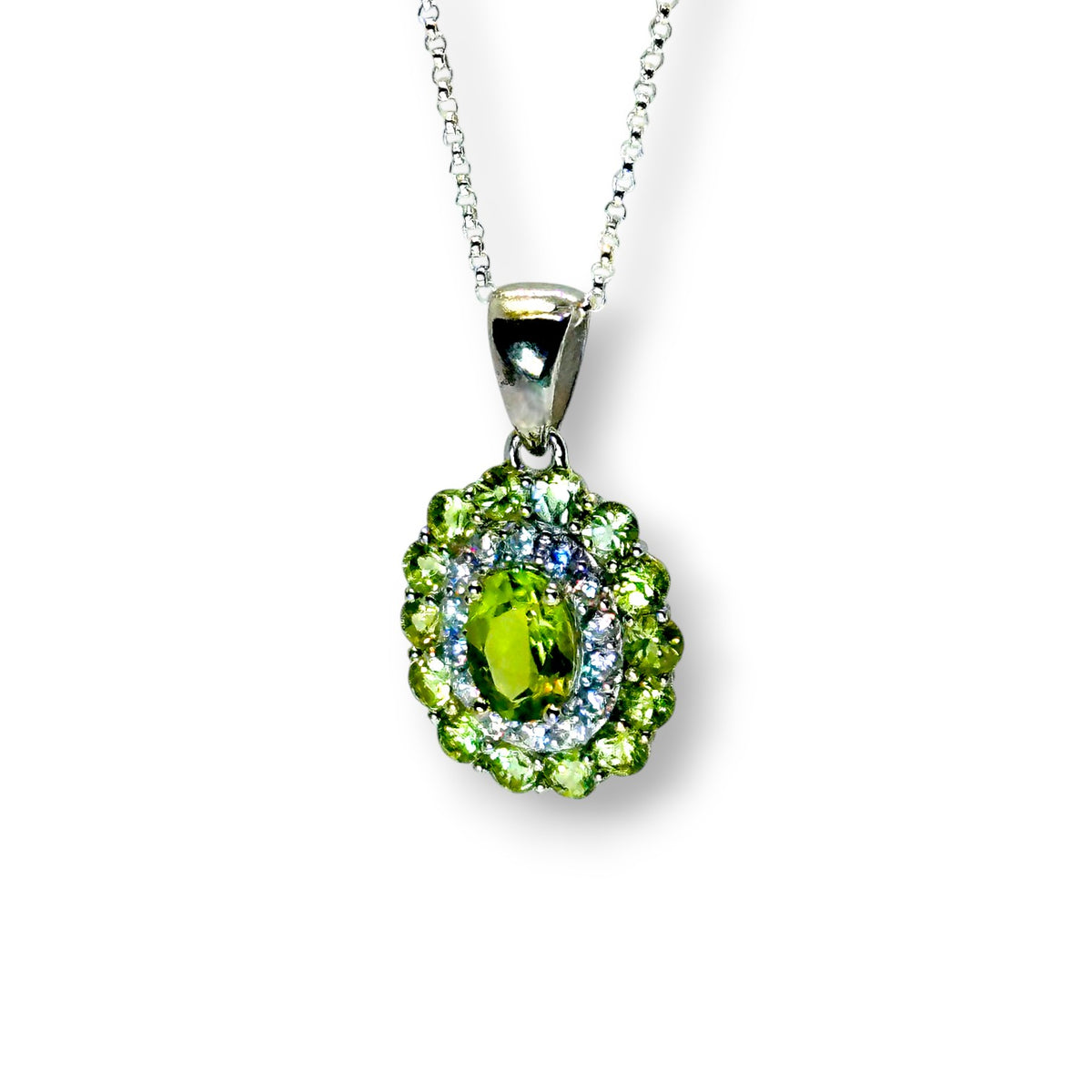 "Verdant Lime Bloom" Peridot Pendant