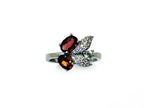 "Floral Twins" Red Garnet Ring