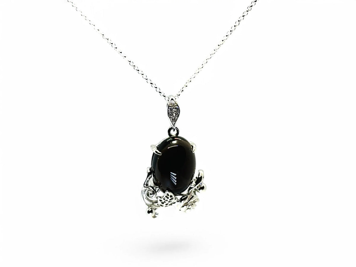 "Midnight Garden" Black Agate Necklace