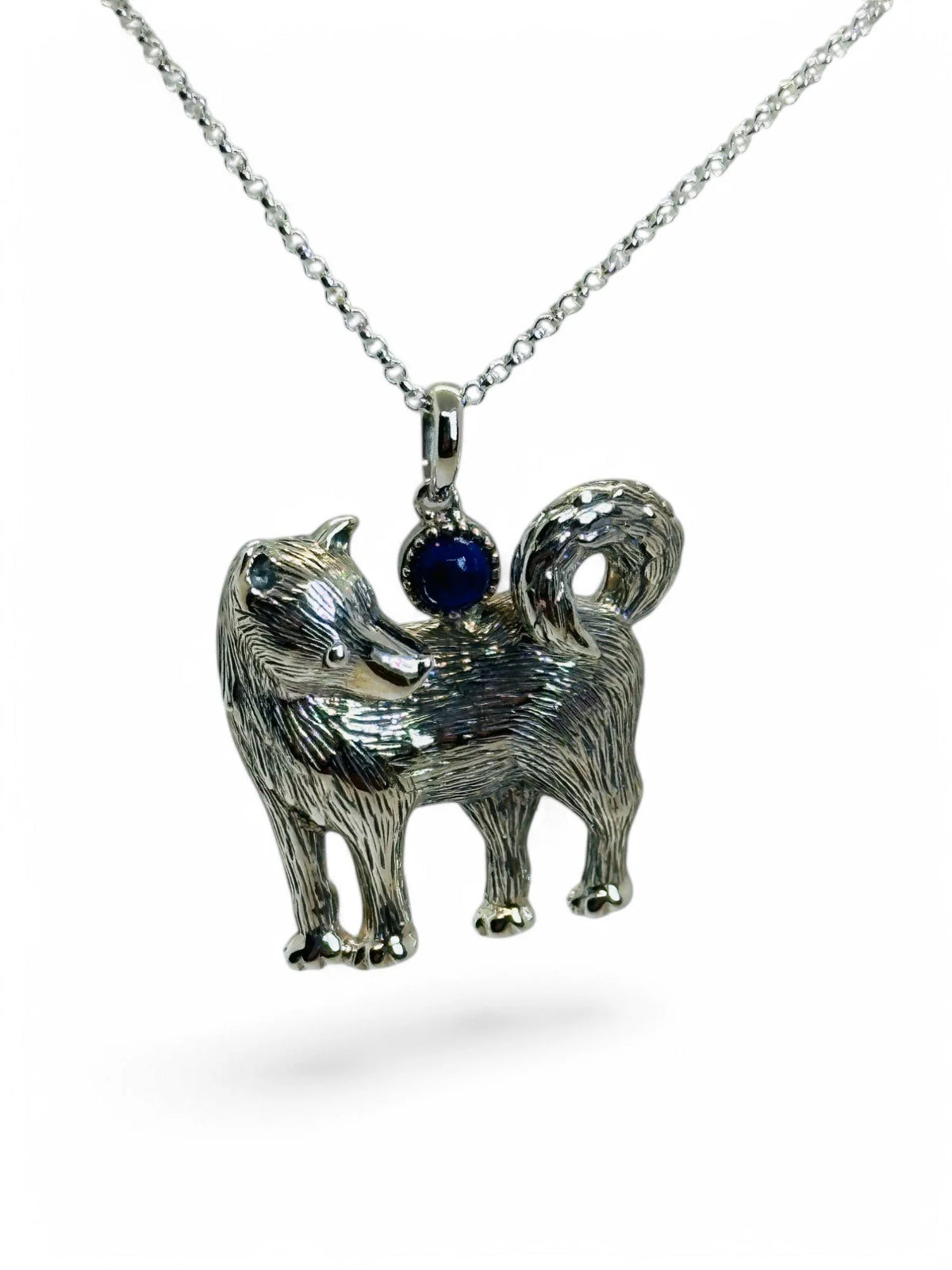 "Curious Puppy" Pendant with Lapis Lazuli