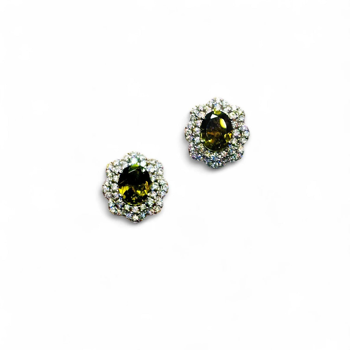 "Olive Green Chandelier" Tourmaline Studs