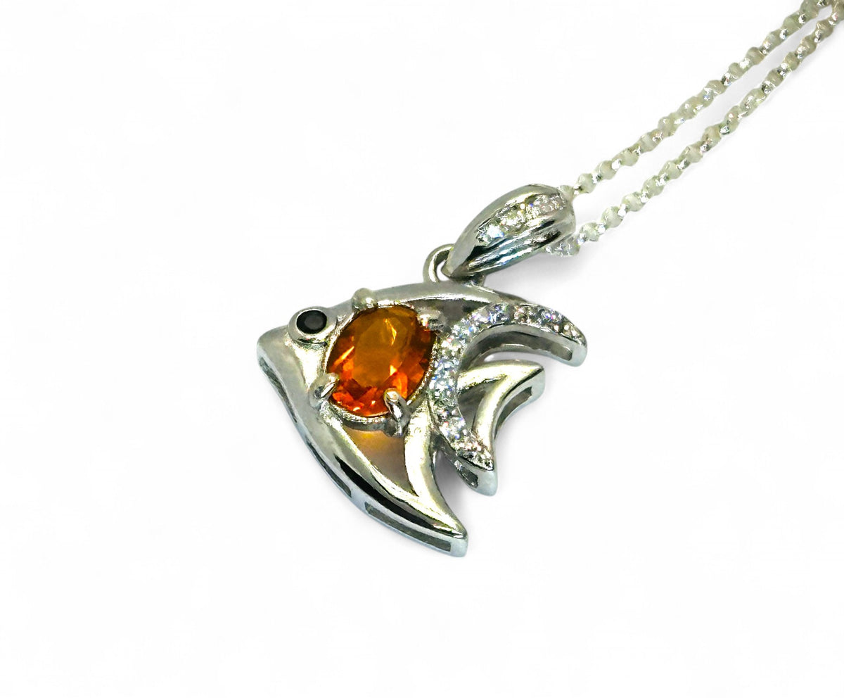 "Tropical Flame Fin" Fire Opal Necklace