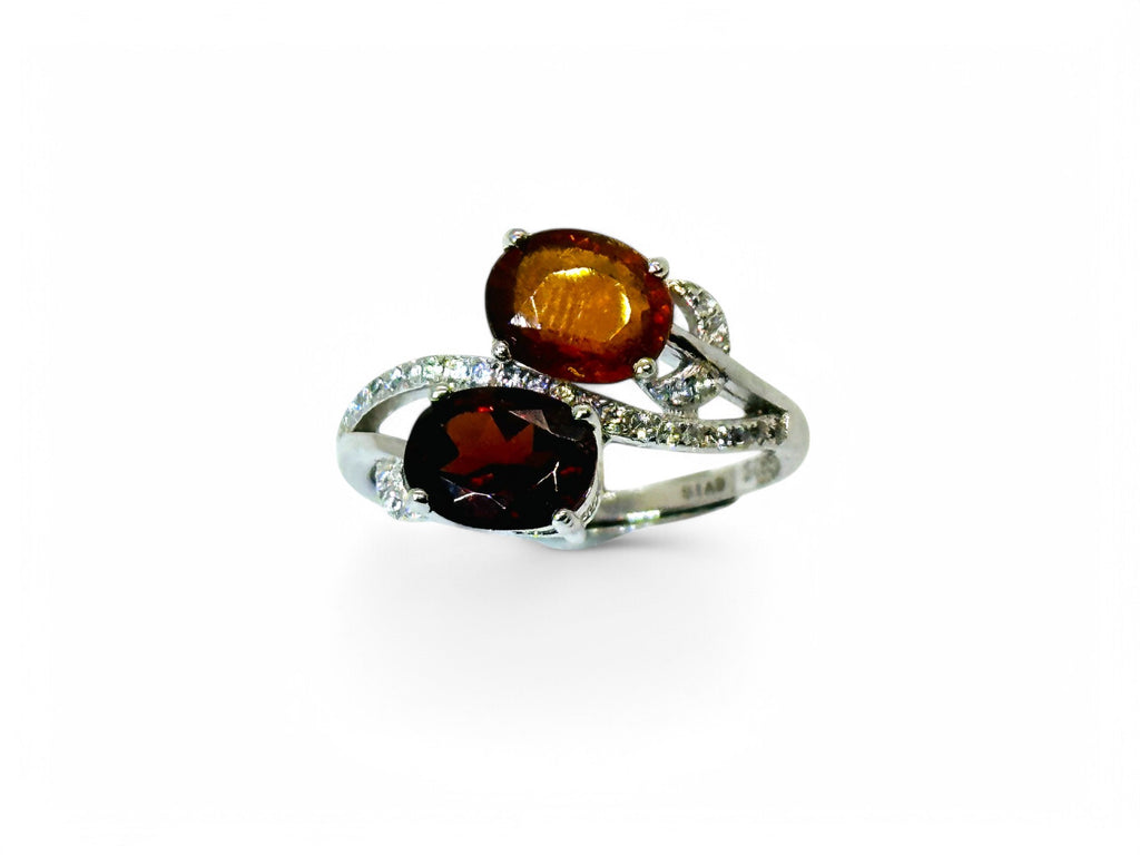 "Autumn Fruits" Red Garnet & Orange Beryl Ring