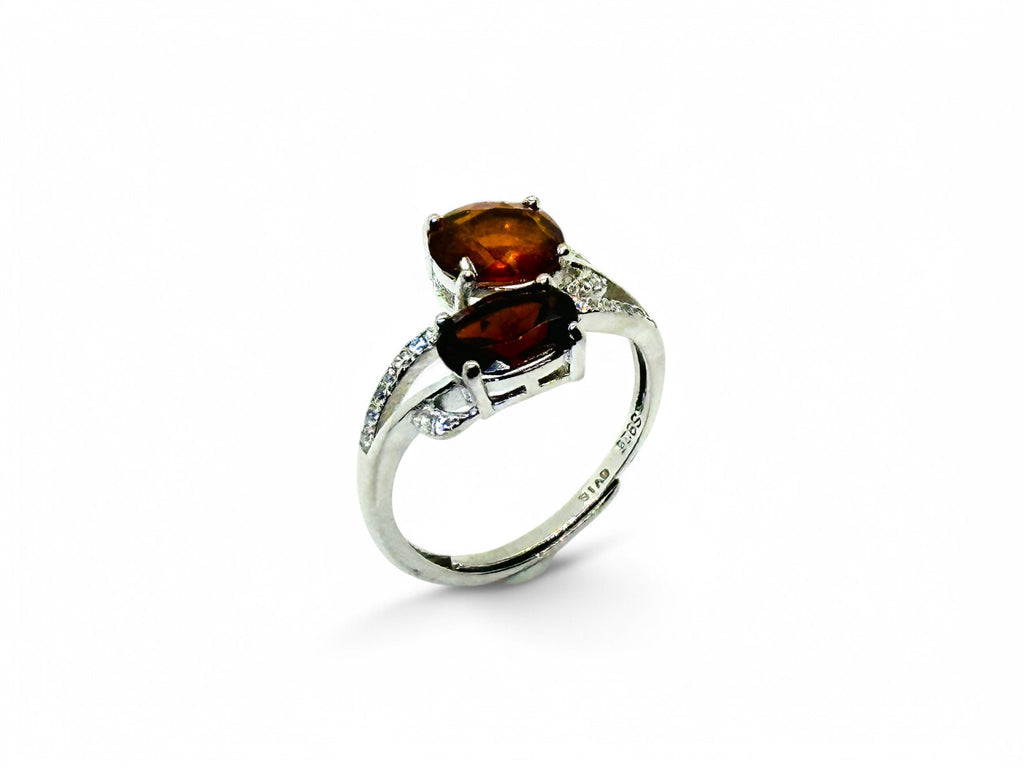 "Autumn Fruits" Red Garnet & Orange Beryl Ring