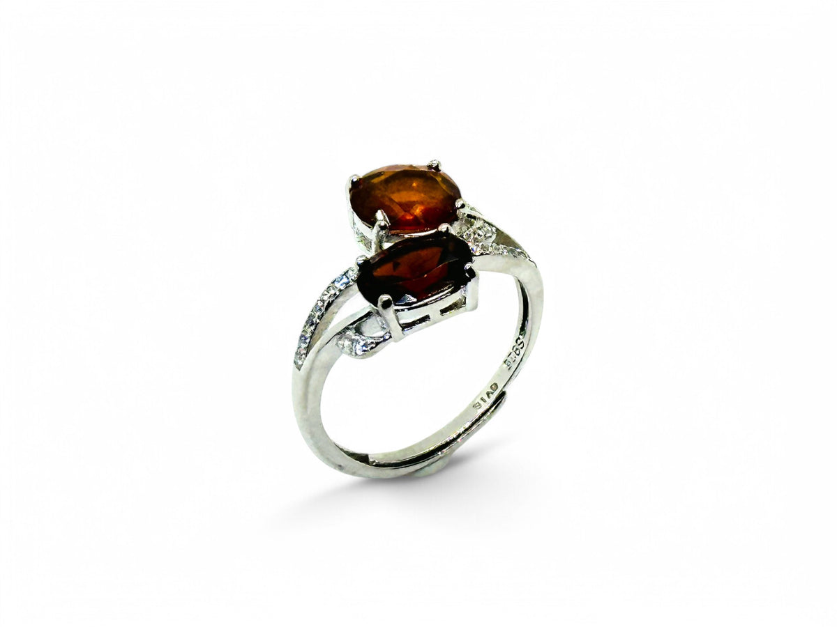 "Autumn Fruits" Red Garnet & Orange Beryl Ring