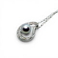 "The Midnight Ripple"  Akoya Pendant Necklace